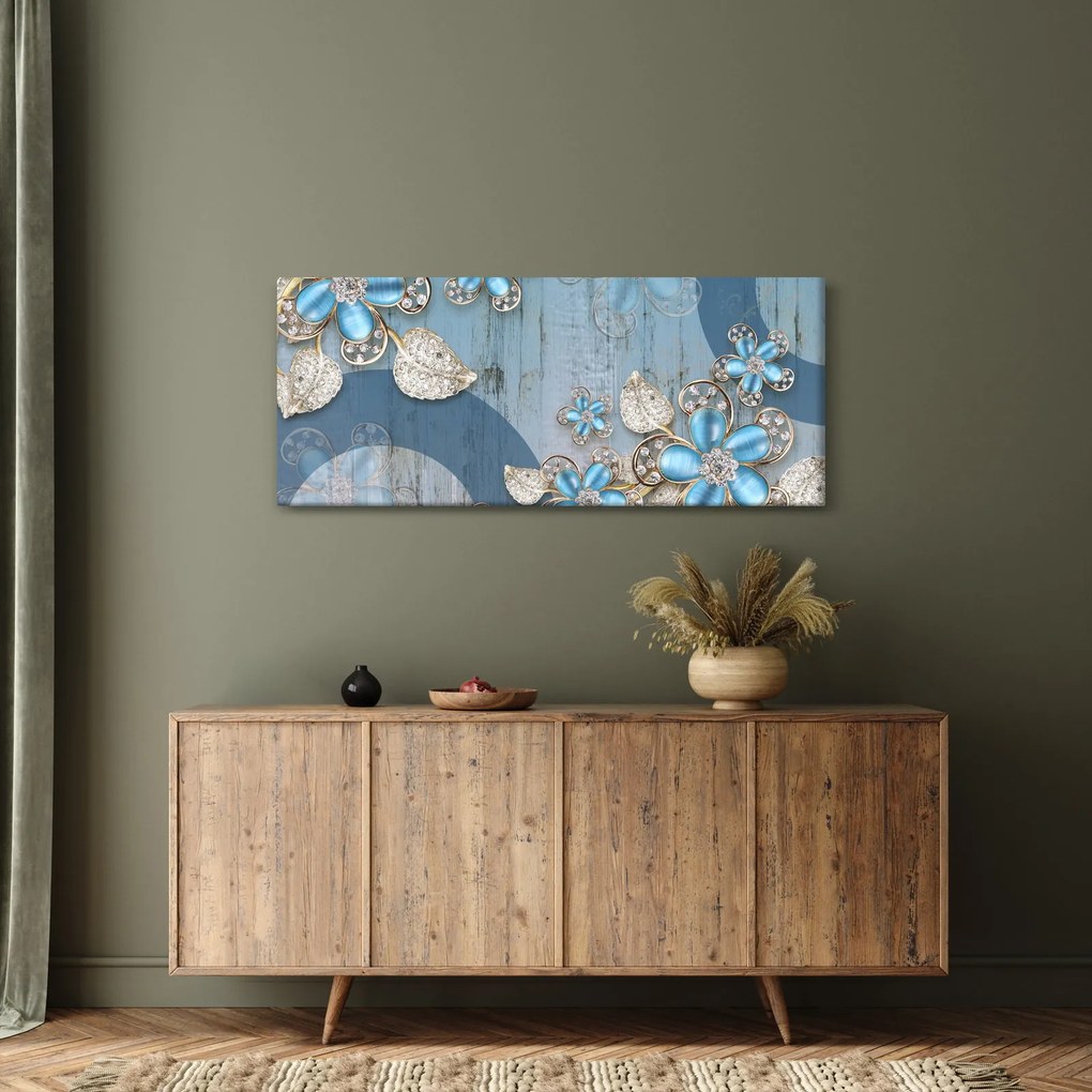 Obraz - Modré kvety (120x50 cm)