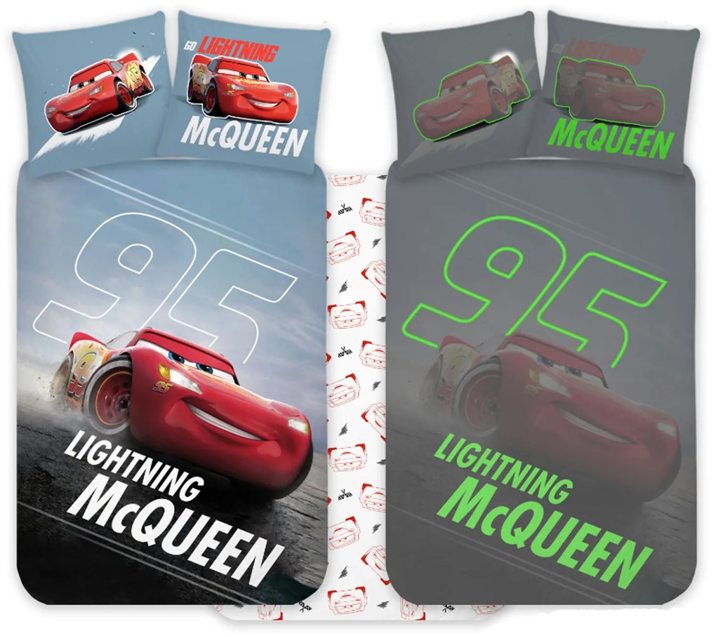 DETSKÉ BAVLNENÉ OBLIEČKY CARS 100X135 CM, 1KS 40X60 CM VZOROVANÉ