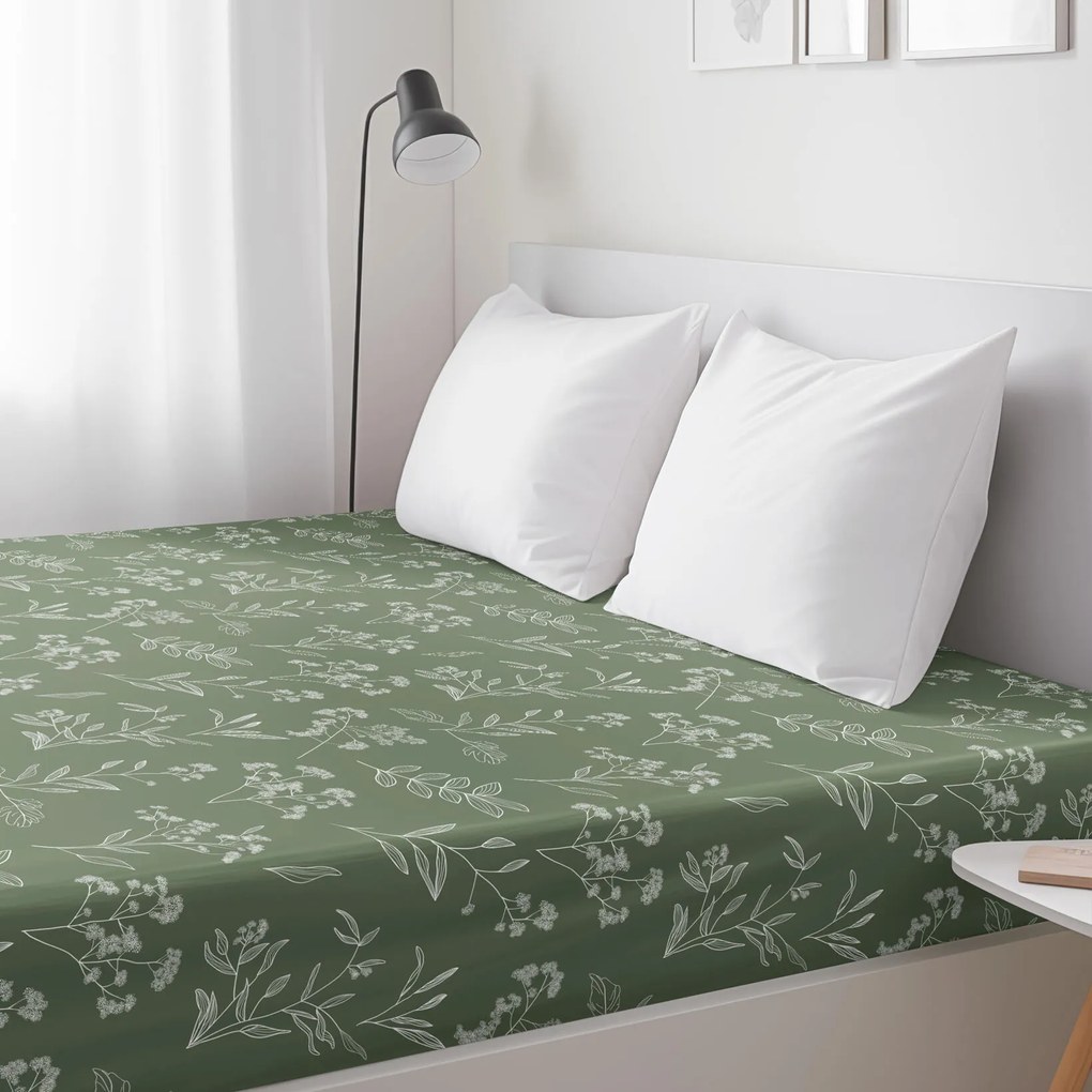 Goldea bavlnená napínacia plachta - bylinkové lístky 80 x 200 cm