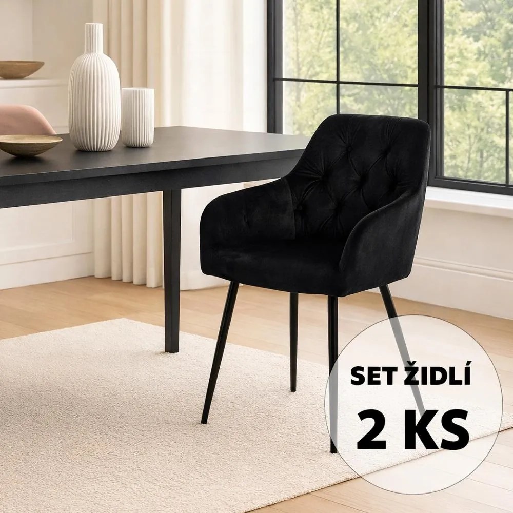 Set - 2 ks Jedálenská stolička AVENBERG LOREN, čierna