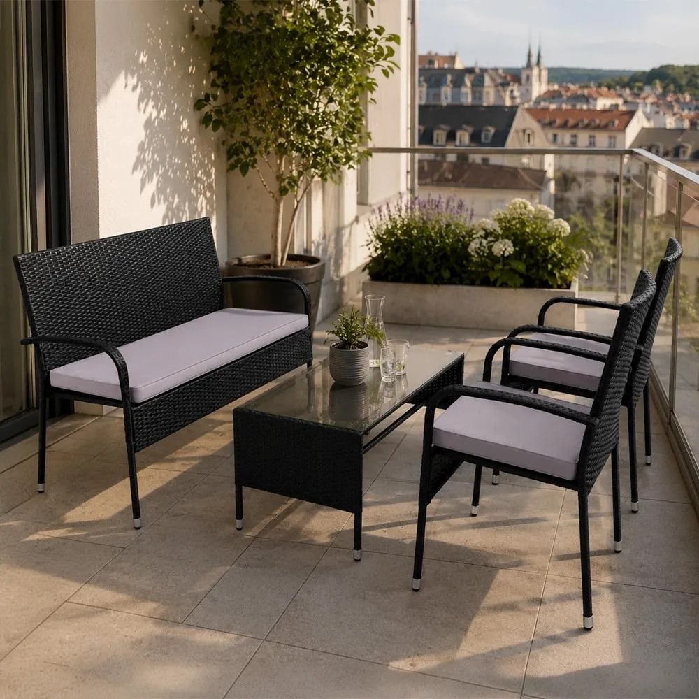 Set záhradného nábytku 4-dielny Avenberg PARIS, čierna