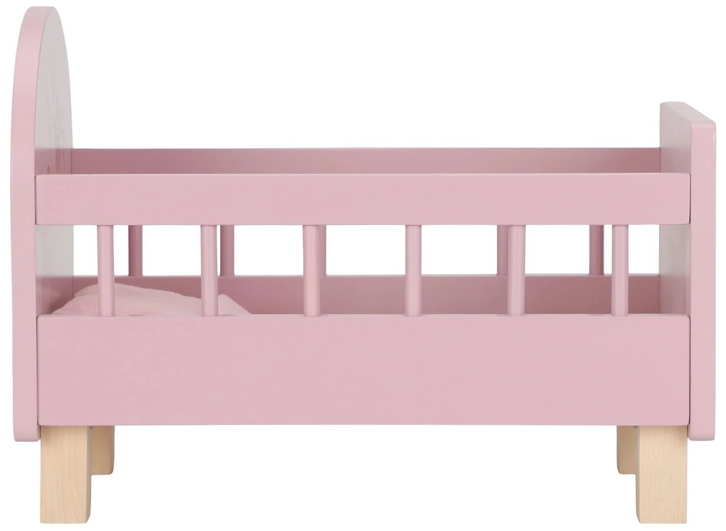 Postieľka pre bábiky drevená s perinkou Pink