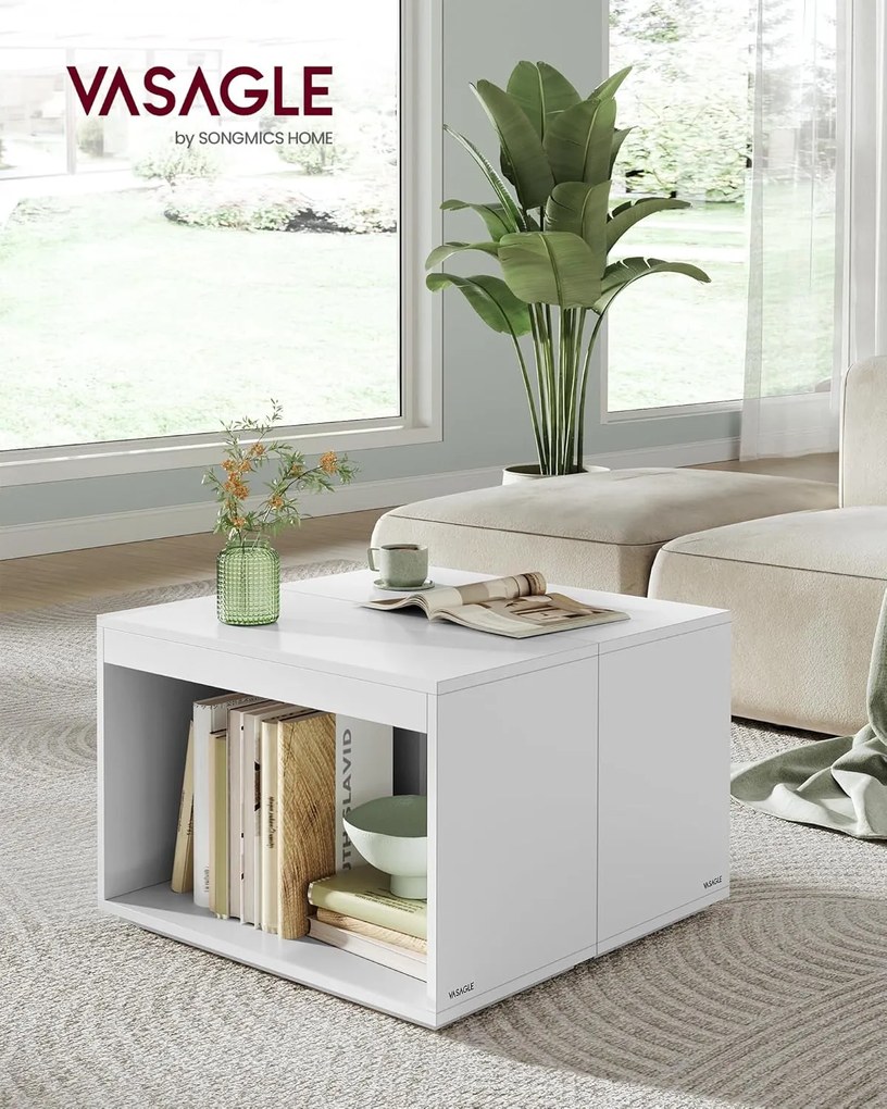 Konferenčné stolíky, príručné stolíky súprava 3 ks, prispôsobiteľné, biele