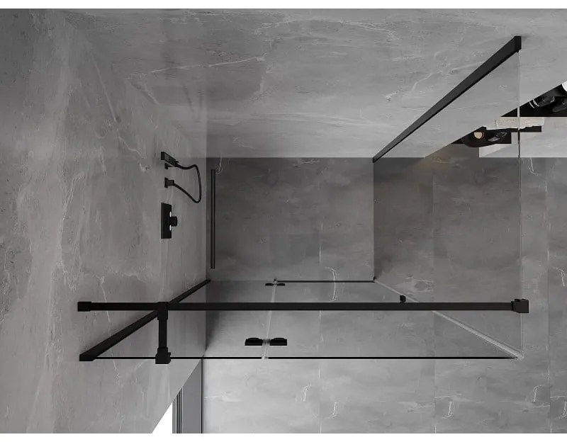 Mexen Mist H T, sprchový kút s výklopnými dverami ľavý 80 x 75 cm, číre sklo, čierna, 8A5T-080-075-70-00-L