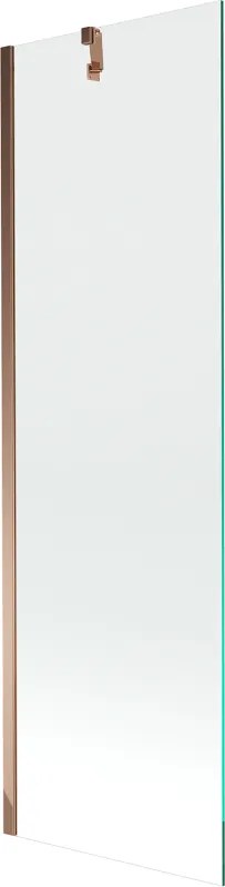 Mexen Next, vaňová  zástena 1-krídlová 60 x 150 cm, fixné krídlo, 6 mm číre sklo, ružové zlato profil, 895-060-000-00-00-60