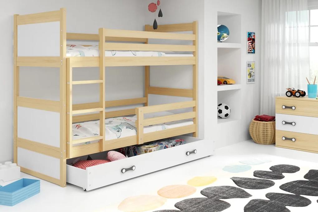Detská poschodová posteľ RICO |  borovica 90 x 200 cm Farba: Biela