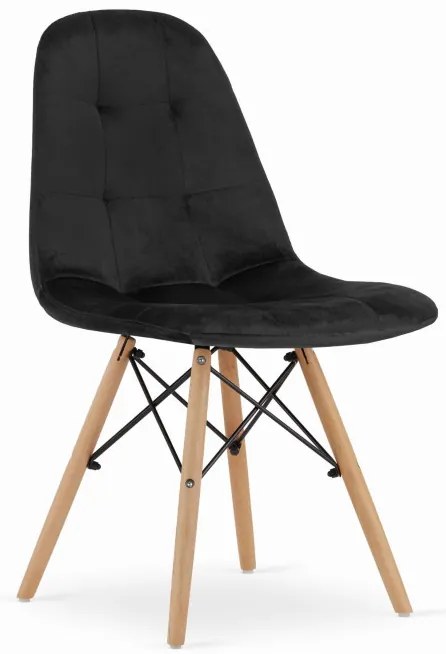 Jedálenská stolička DUMO zamat - čierna (hnedé nohy)