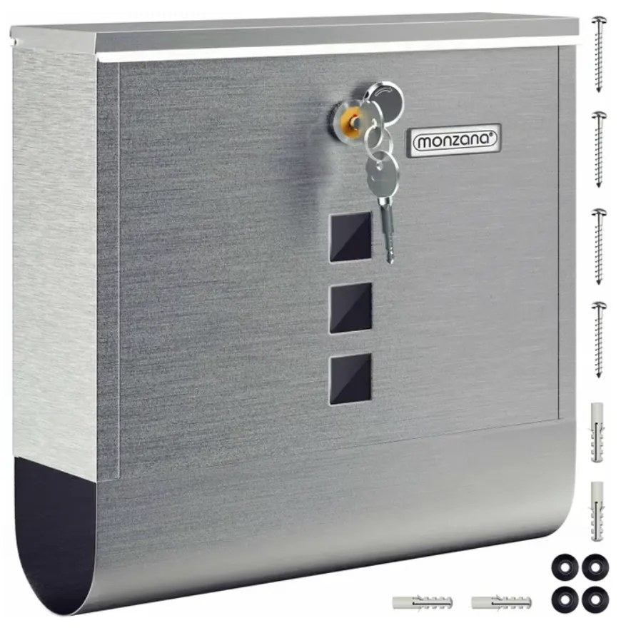 Monzana Poštová schránka s valcom na noviny POST, 30,5x10x33,5cm, strieborná