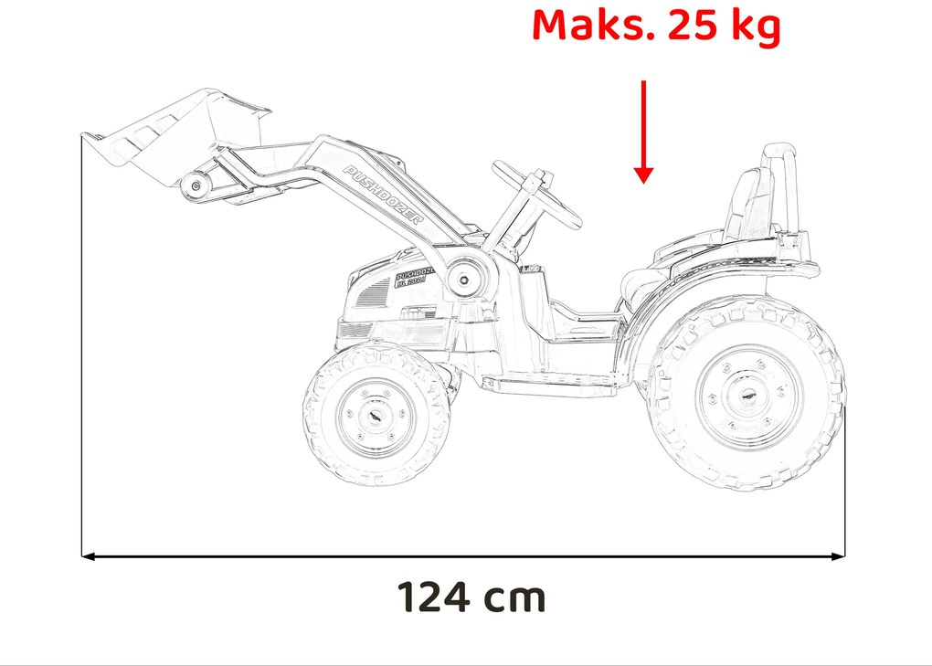 Zelený detský traktorový bager na batérie + pohyblivé rameno + diaľkové ovládanie + pomalý štart + FM rádio + LED