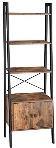 Regál so skrinkou a 4 policami, rebríkový dizajn, 173x56x34cm