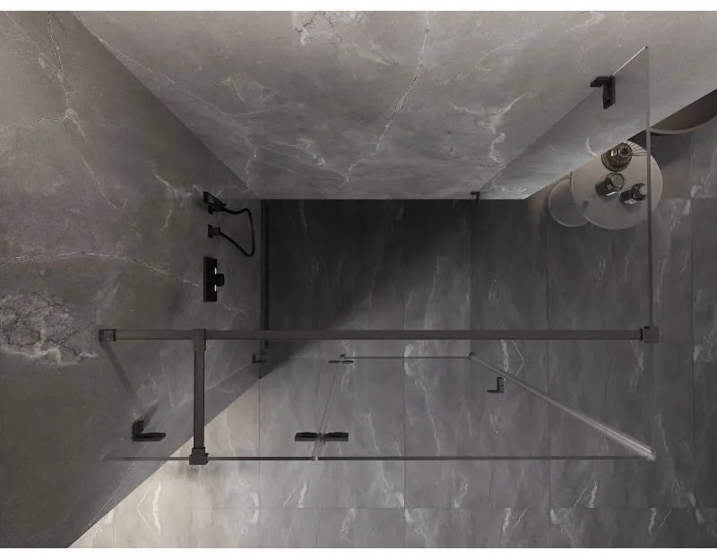 Mexen Lunar T, sklápací sprchový kút ľavý 130 x 70 cm, 8mm číre sklo, profil grafit brúsený, 834T-130-070-66-00-L