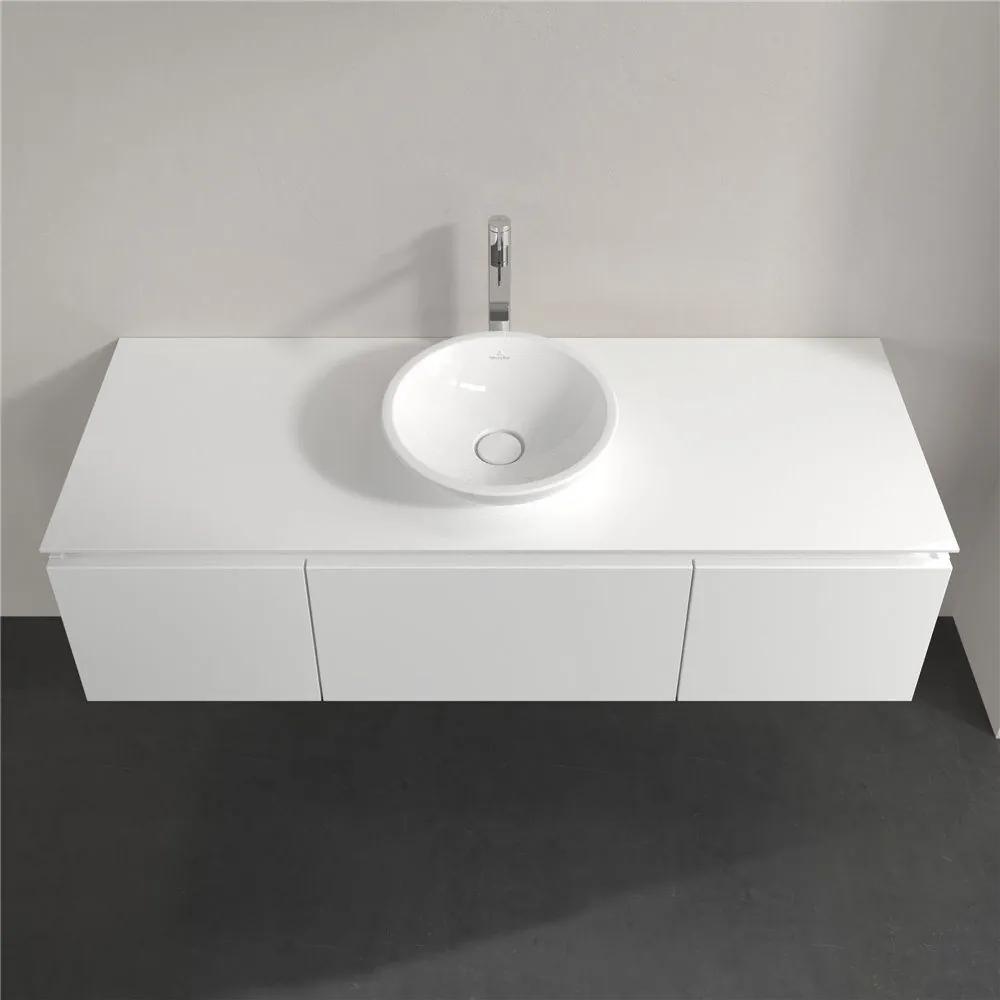 VILLEROY &amp; BOCH Legato závesná skrinka pod umývadlo na dosku (umývadlo v strede), 3 zásuvky, 1400 x 500 x 380 mm, Glossy White, B58500DH
