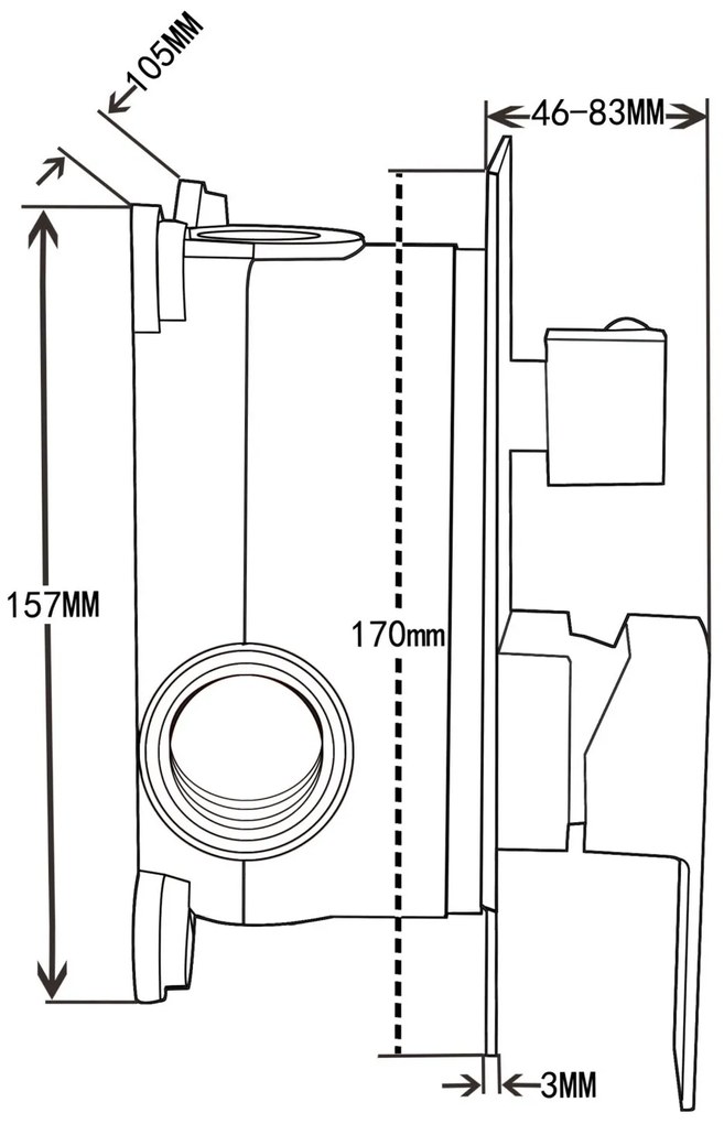 Mexen Uno DR45, podomietková sprchová zostava s dažďovou sprchou + Box, čierna, 71435DR45-70