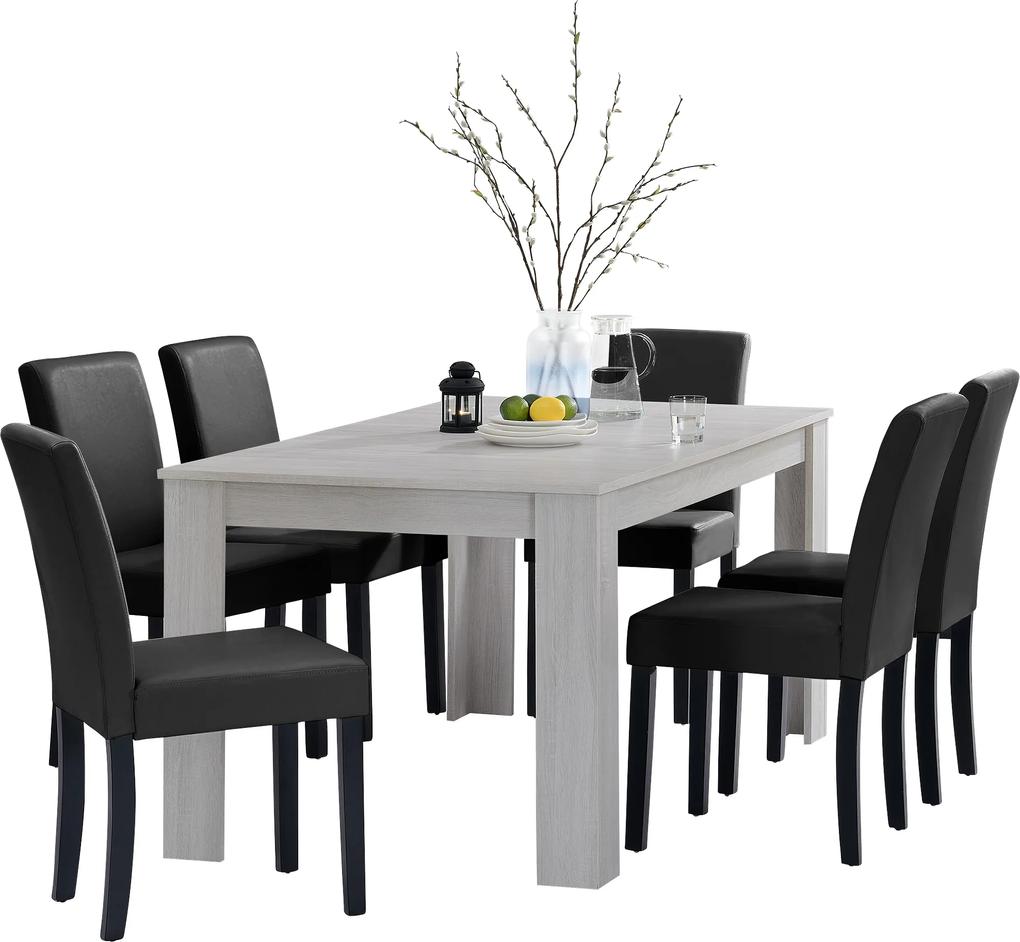 [en.casa]® Rustikálny dubový jedálenský stôl HTFU-2336 so 6 stoličkami HTMY-9706