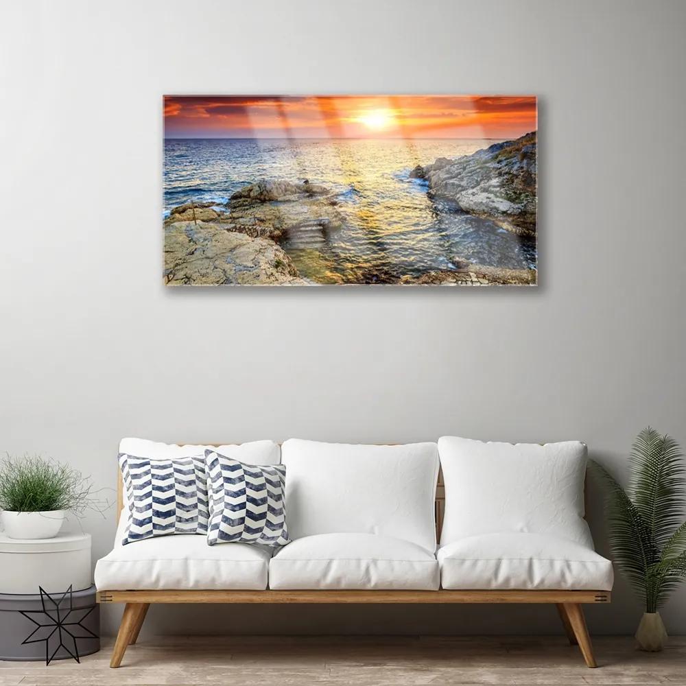 Obraz na skle More slnko krajina 100x50 cm
