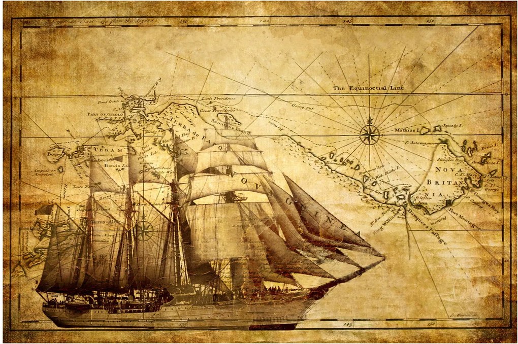 Obraz - Stará mapa (90x60 cm)