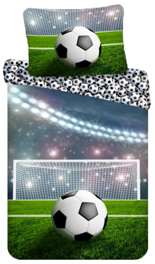 DETSKÉ BAVLNENÉ OBLIEČKY FOOTBALL 100X135 CM, 1KS 40X60 CM VZOROVANÉ