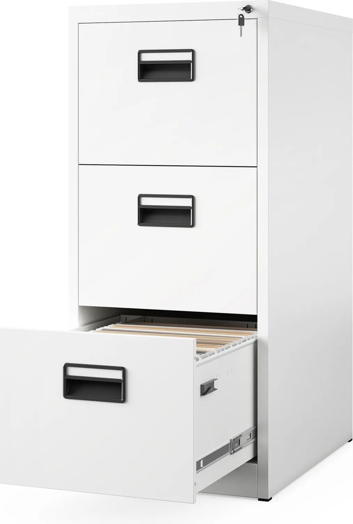 Kovová kartotéková skriňa s 3 zásuvkami, biela, 460x1020x620 mm: SARA