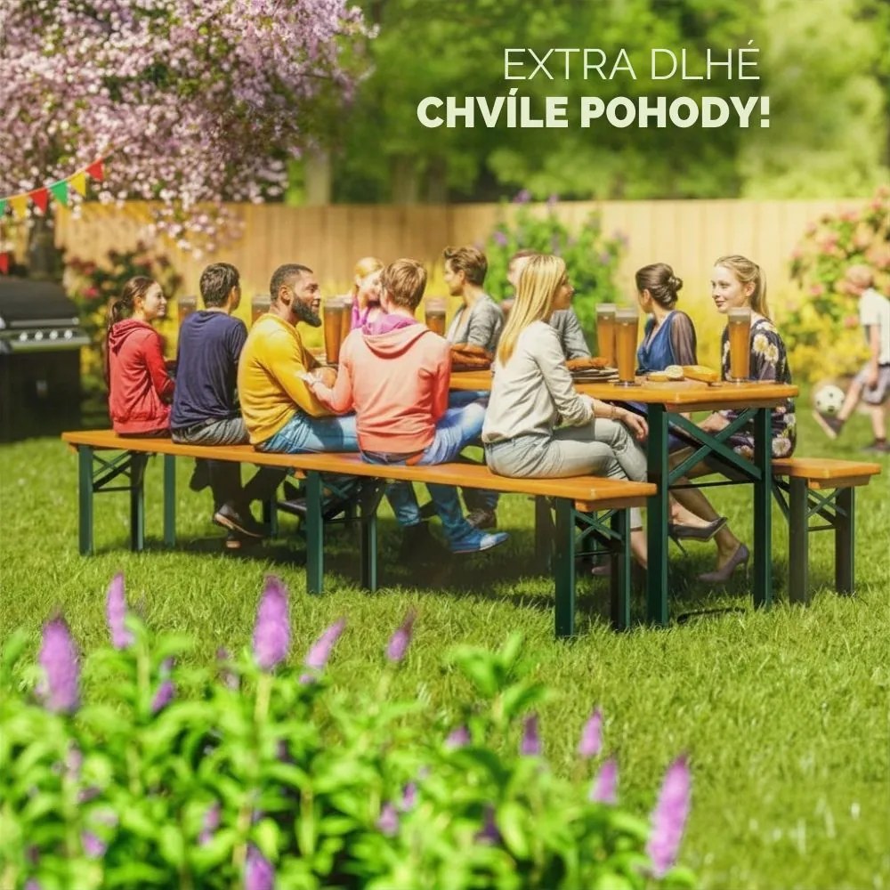 Pivný set MAXI sklápateľný, 220cm, prírodná hnedá Jurhan