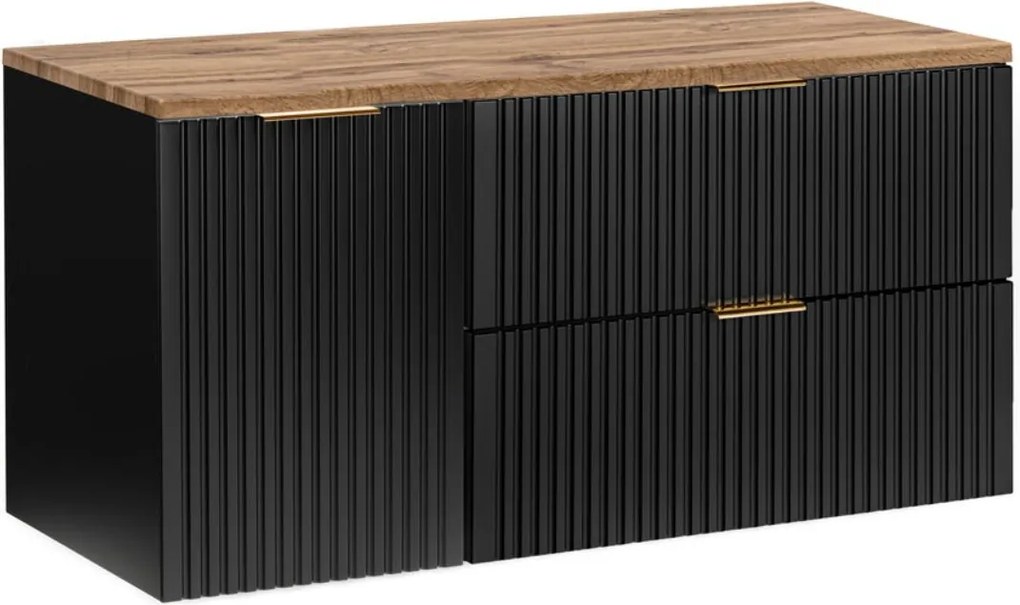 Skrinka pod umývadlo 120 cm s košom na bielizeň a zásuvkami Adel Black (SET-ADB B WOTAN 120CM LB)