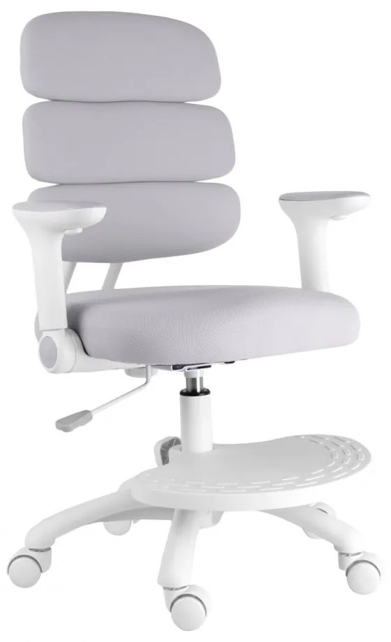 Detská rastúca stolička Neoseat KIDDY THREE — látka, prateľný poťah, sivá