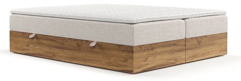 Boxspring posteľ s úložným priestorom v béžovo-prírodnej farbe 200x200 cm Faro – Maison de Rêve