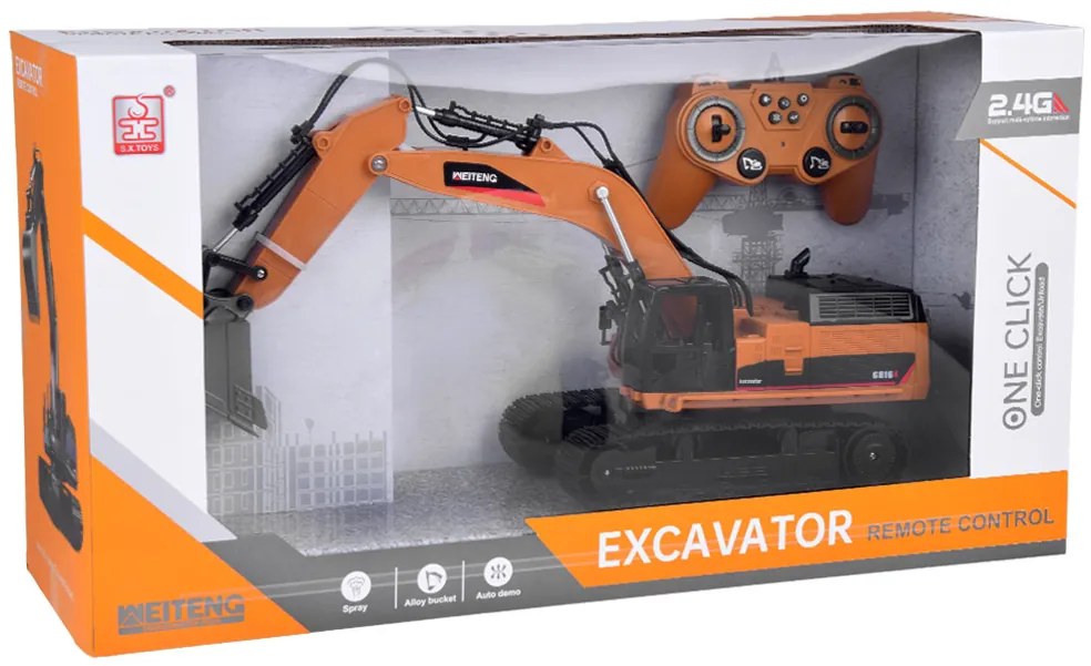 Jokomisiada Pevné pásové rýpadlo, Dymový efekt, Zvuk, LED svetlo + diaľkové ovládanie RC0698