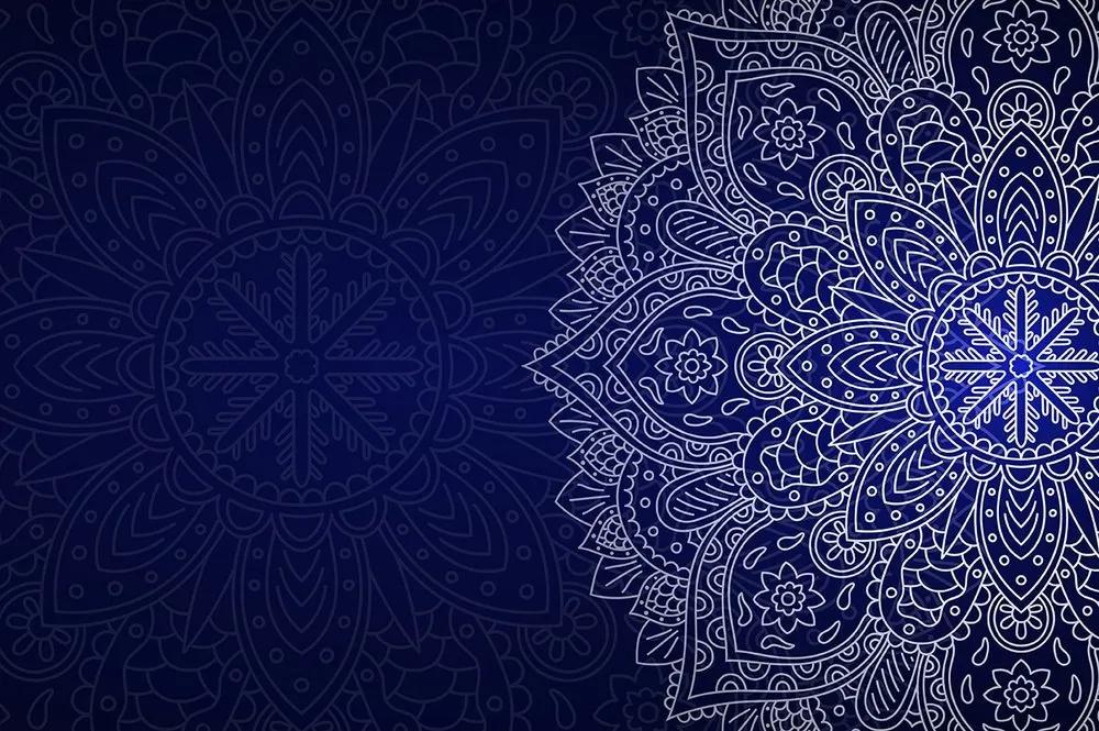 Samolepiaca tapeta tmavo-modrá Mandala - 300x200