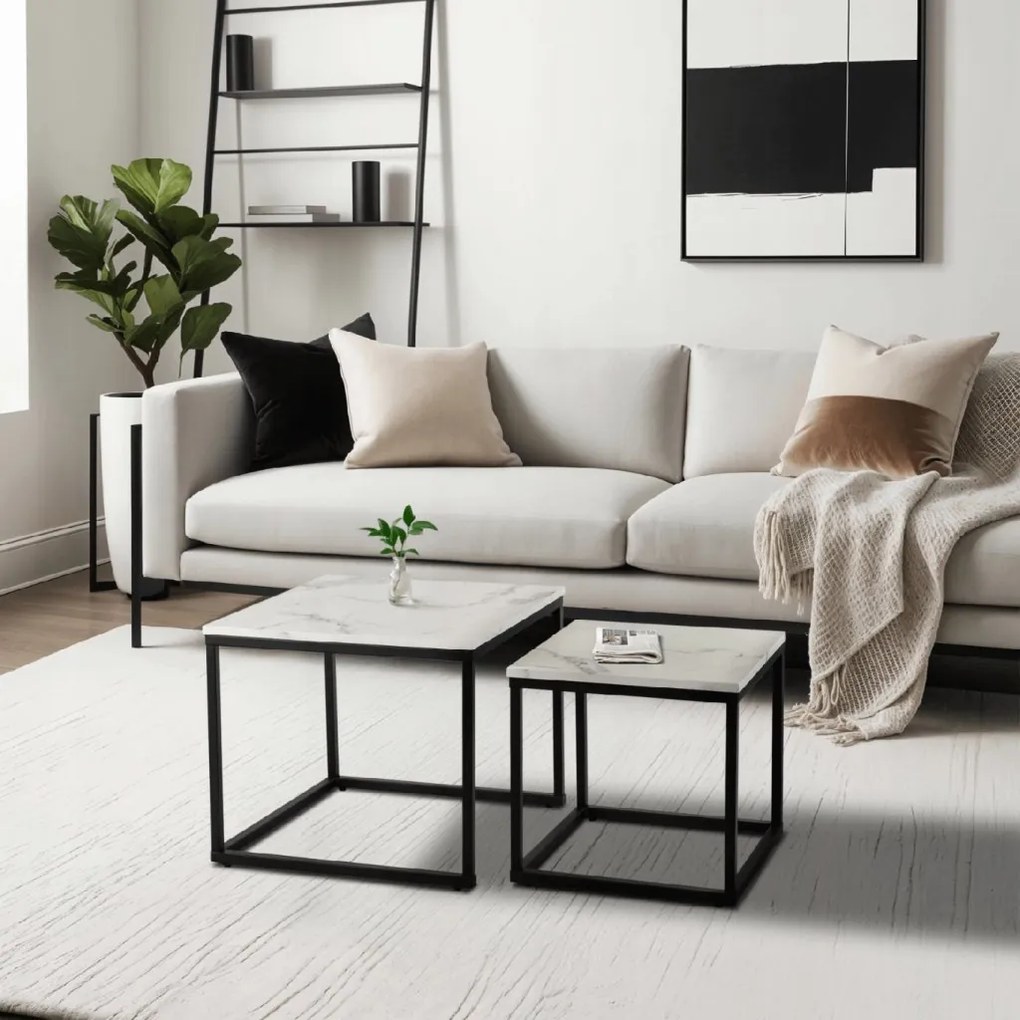 PROXIMA.store - Loftový set konferenčných stolíkov TEVET FARBA: čierna, FARBA NÔH: čierna