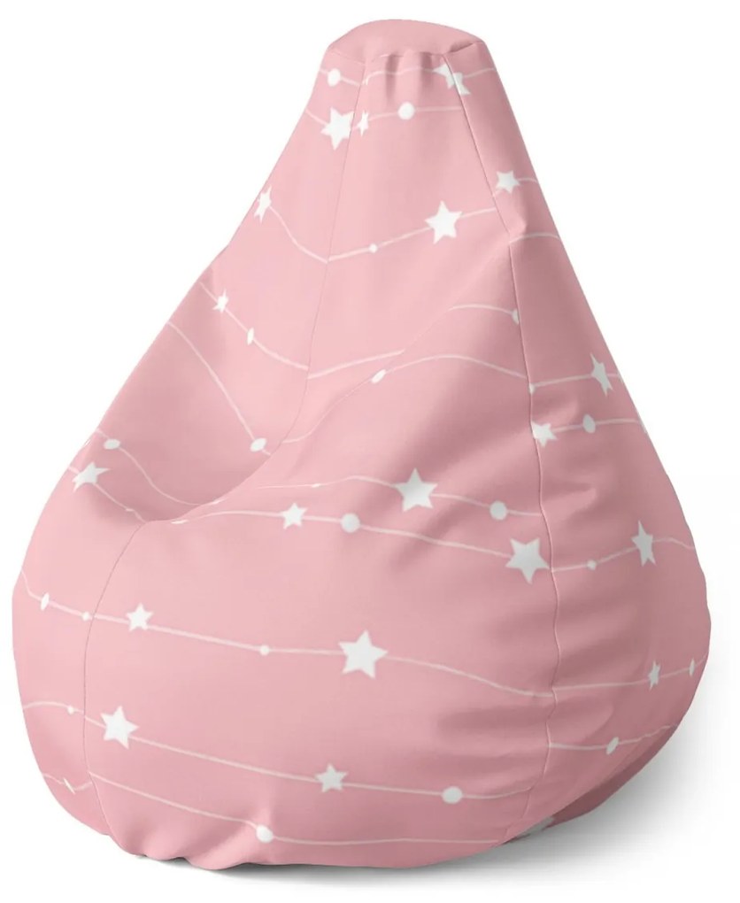 Sablio Sedací vak Pear Hviezdy a bodky na povrázku - 70 x 95 x 15 cm