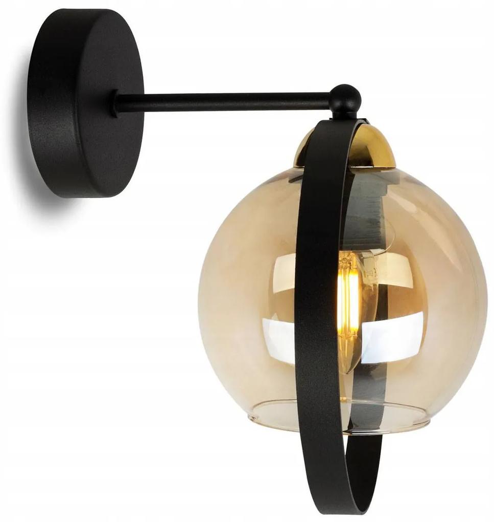 Nástenné svietidlo Haga ring 1, 1x medové sklenené tienidlo (výber z 3 farieb uchytenia)