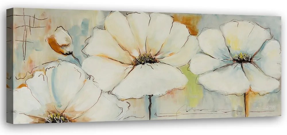 Gario Obraz na plátne Tri kvety a púčik Rozmery: 150 x 50 cm