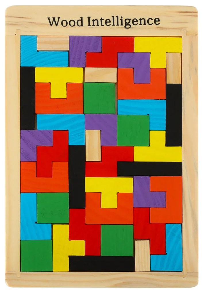 KIK Drevené puzzle tetris bloky 40el.
