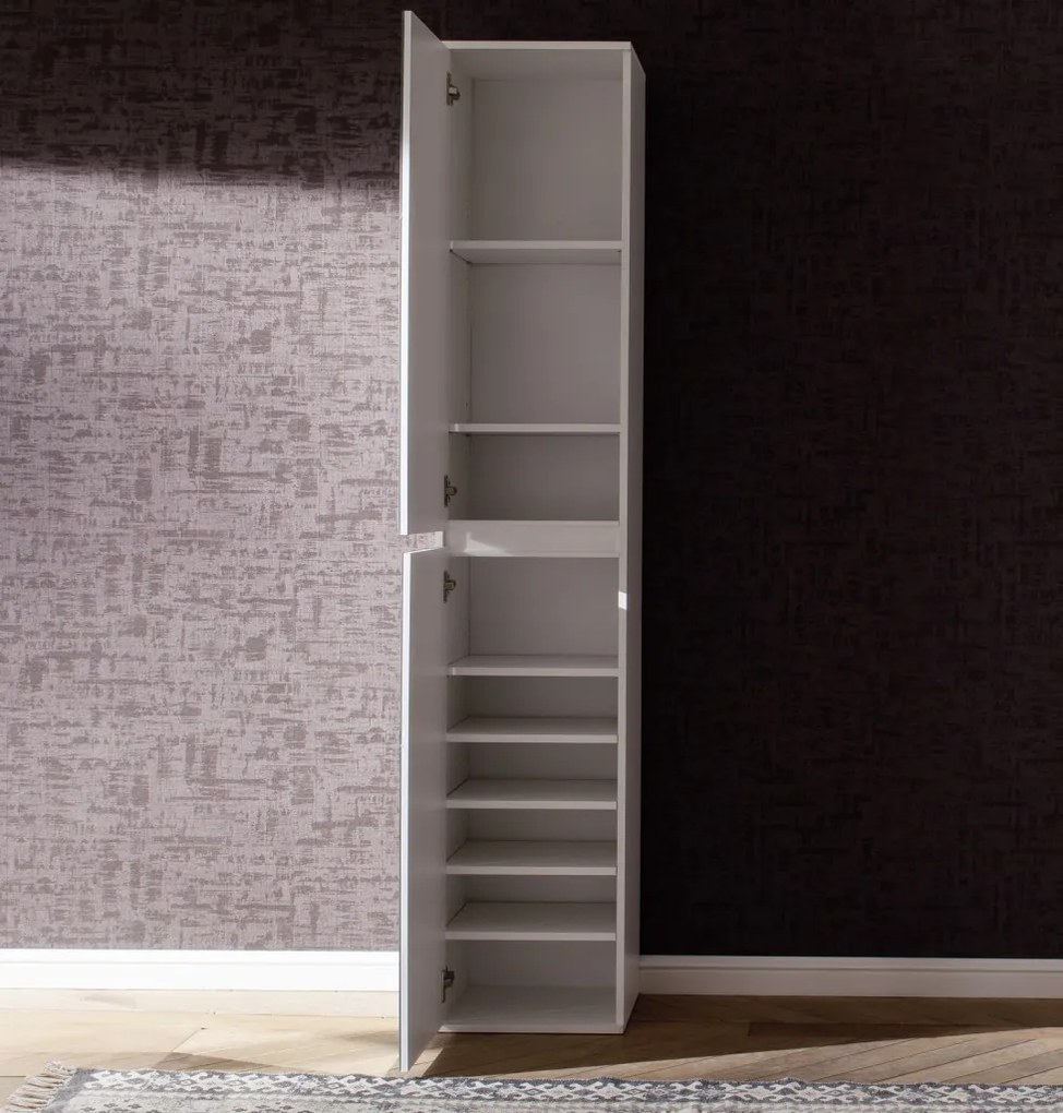 Zrkadlová viacúčelová skriňa s policami Mirror, 37 cm, biela