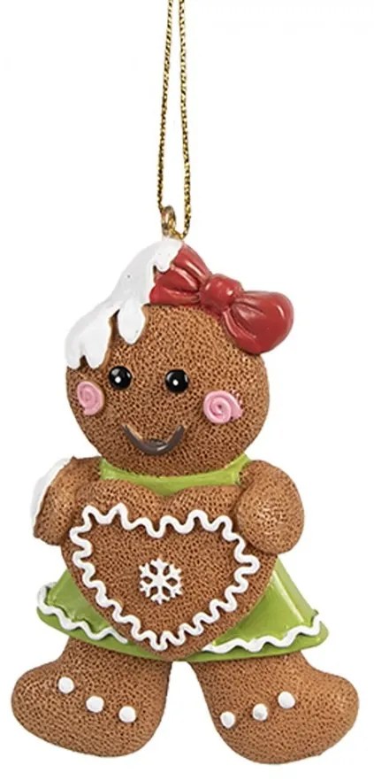 Hnedá vianočná závesná ozdoba Perníček Gingerbread - 5*1*8 cm