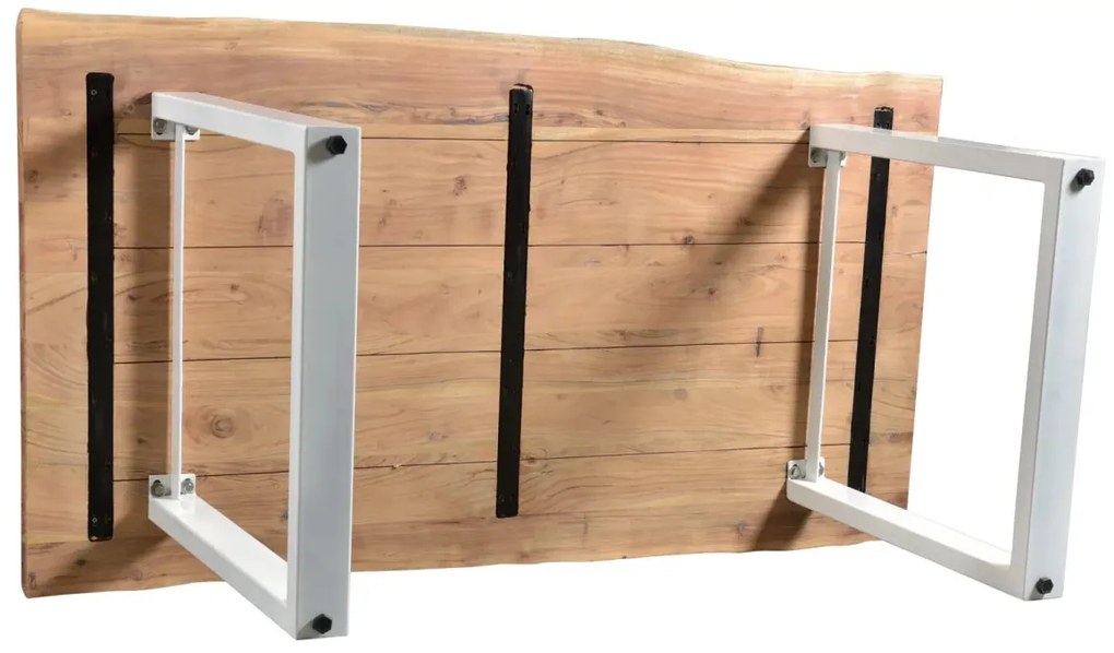 furniture-nabytek.cz - Masivní jídelní sestava Bullwer s 4 židlemi Picton, akácie a kov, šedá a hnědá, lakovaná