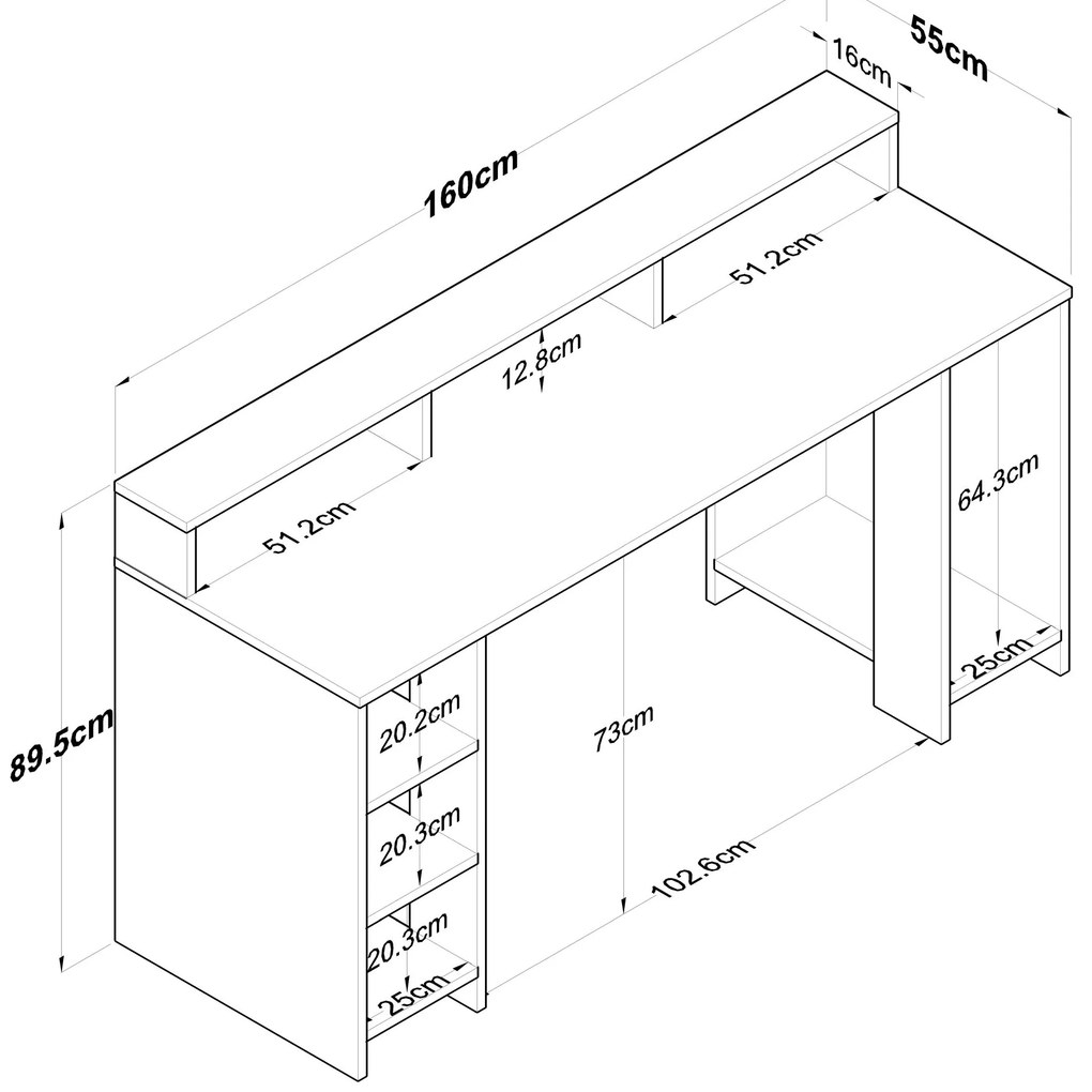 Psací stůl Kalipo 160 cm ořech/antracit