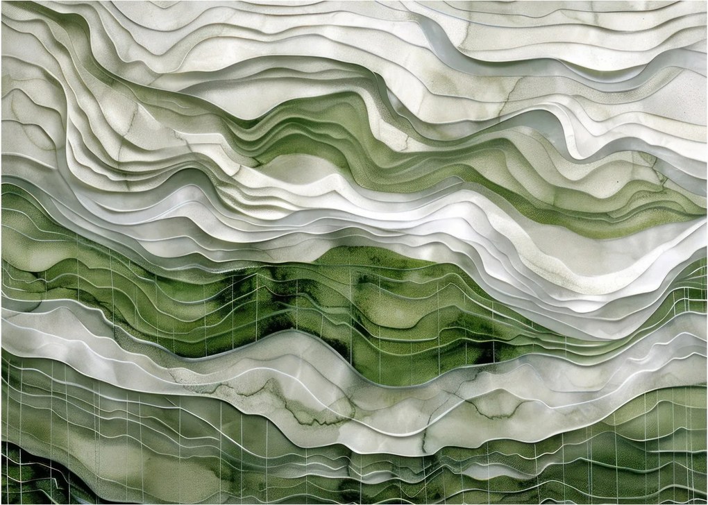 Obraz - Zelenobiele vlnky (70x50 cm)