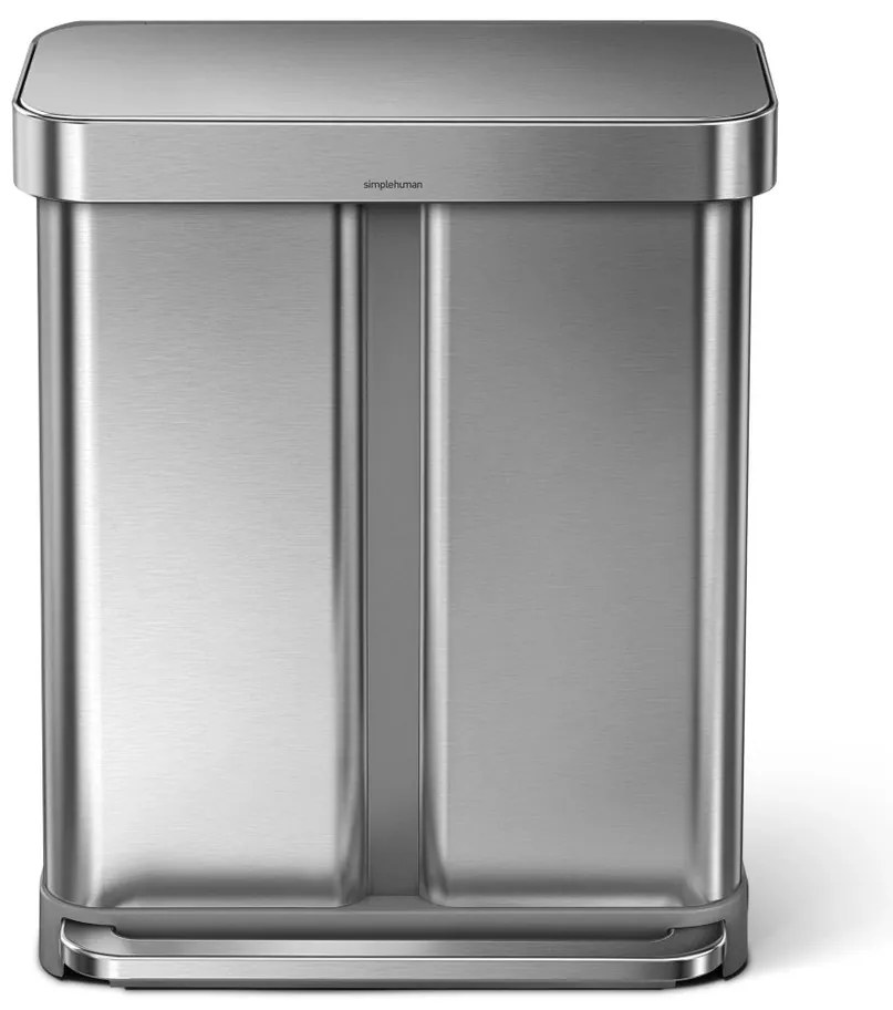 Simplehuman Pedálový odpadkový kôš na triedený odpad, 58 l, kefovaná oceľ, FPP