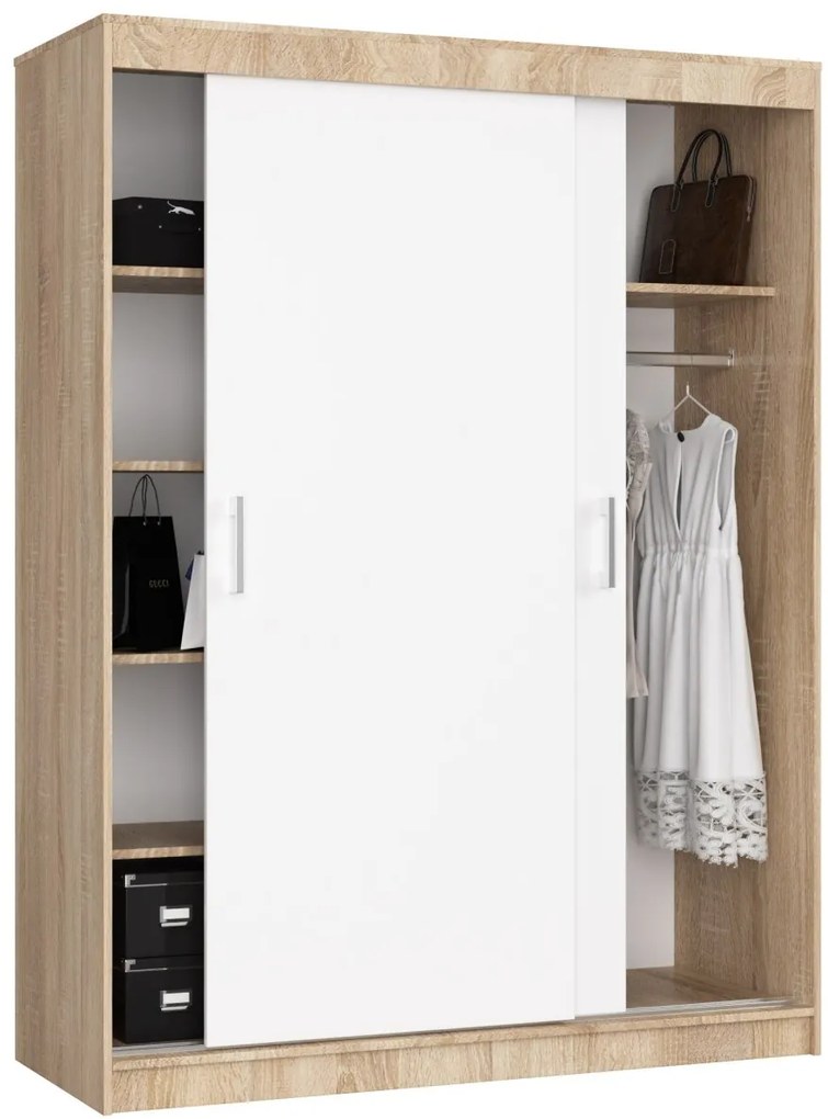 Šatní skříň CLP Mono 150 cm dub sonoma/bílá