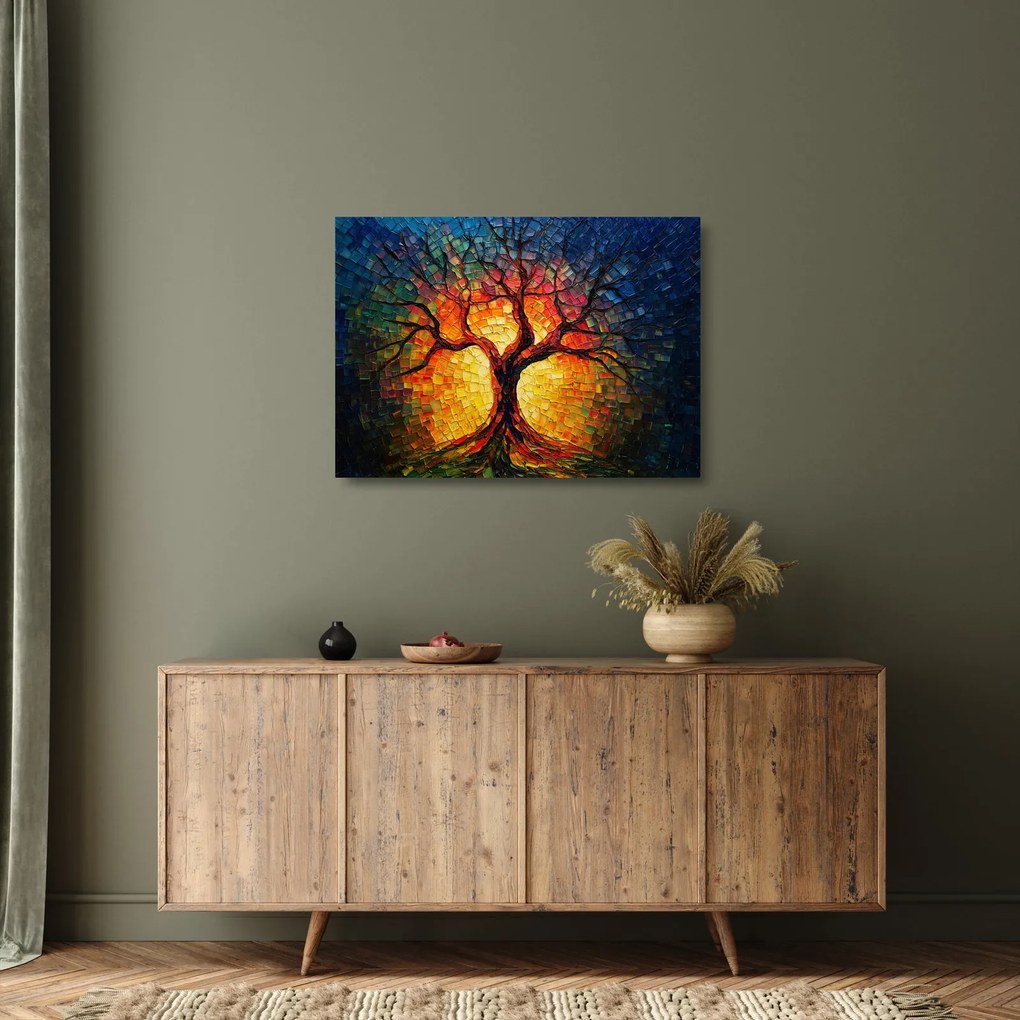 Sklenený obraz - Strom života v mozaike (70x50 cm)