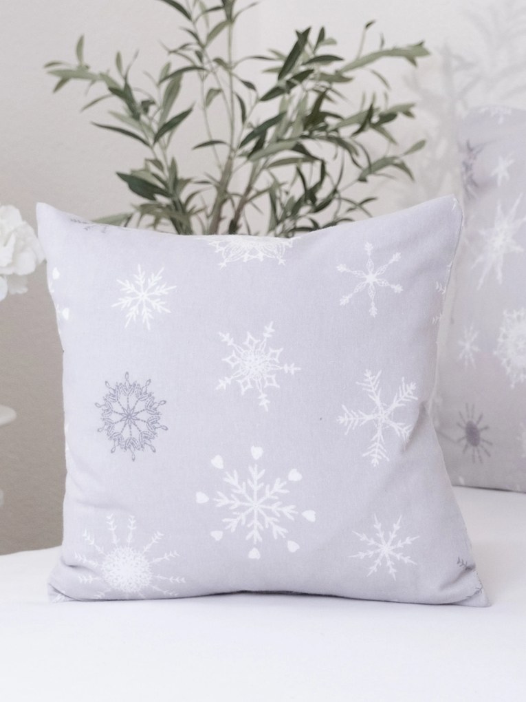 Flanelová obliečka na vankúš 40 x 40 cm - Frozen sivé