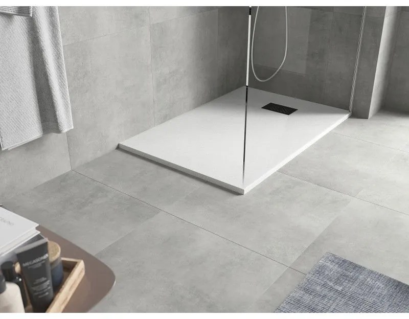 Mexen Hugo, obdĺžniková sprchová vanička SMC 120 x 90 cm, biela, čierna krytka, 42109012-B