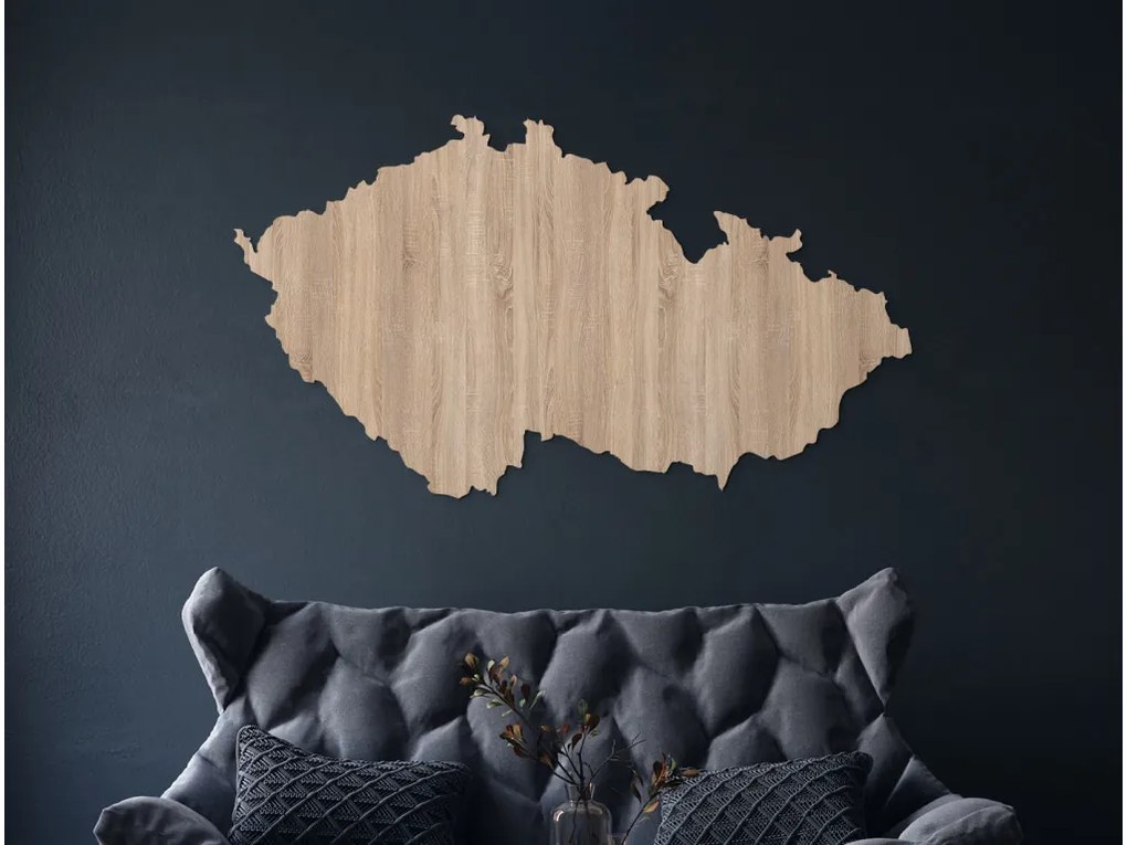 drevko Mapa ČR na stenu Rozmer obrazu: 37 x 65 cm, Farba dekorácie: Čierna