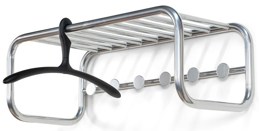 Kovový nástenný vešiak v striebornej farbe s poličkou 72 cm Retro – Spinder Design