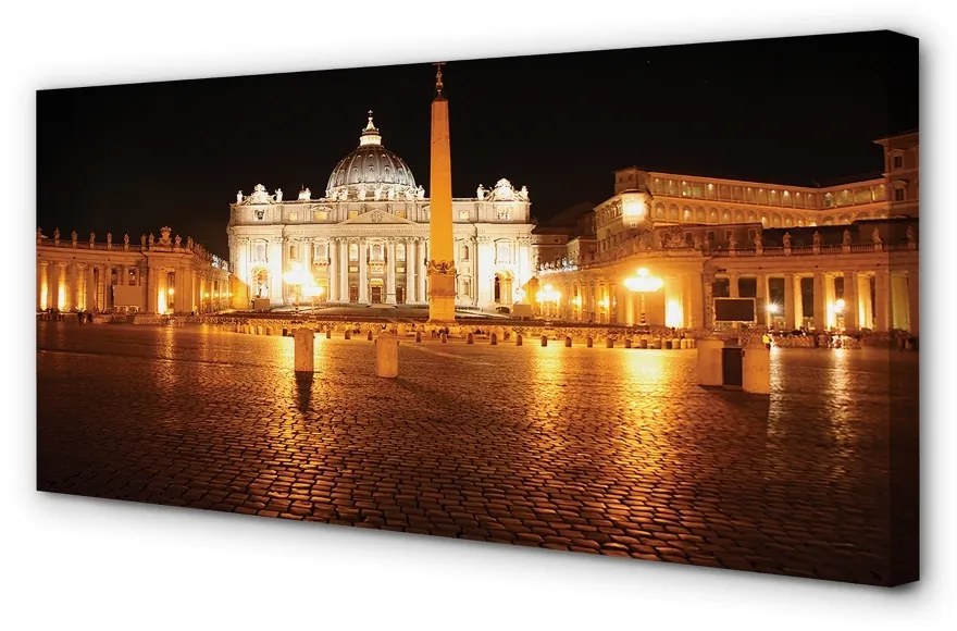 Obraz na plátne Rome Basilica Square v noci 125x50 cm