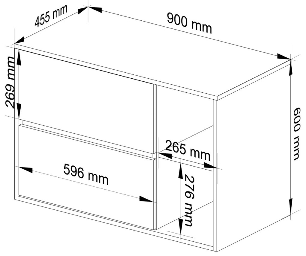 Závěsná skříňka pod umyvadlo VAMI 90 cm - výber z 3 prevedení