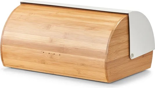 Zeller Present 2. akosť - Chlebník veľký, bambusový s odklápacím vekom - biely kov