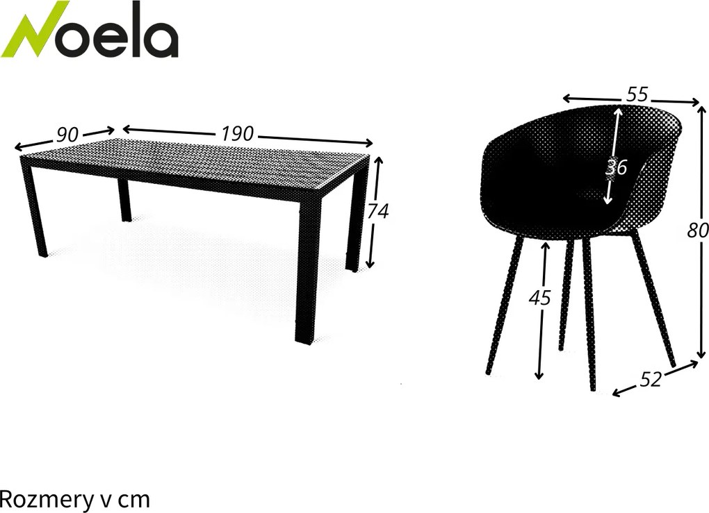 Noela Záhradný jedálenský set Viking XL 190cm + 8x stolička Rikke