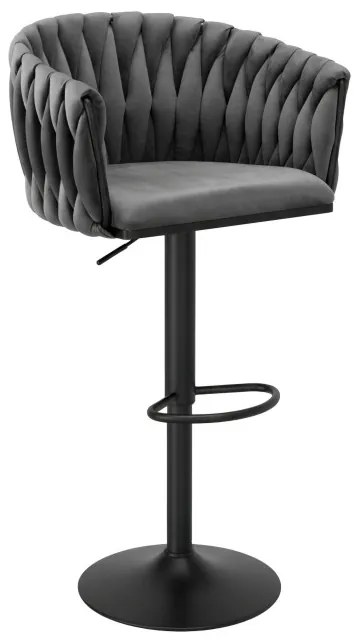 Barová stolička COFTON zamatová, grafitová / čierna